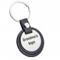 Personalised Engraved Circle Keyring with Leather