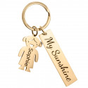 Engraved Rectangle Personalised Keyring with Girl Charm