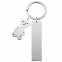 Personalised Engraved Rectangle Keyring with Dog Charm
