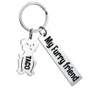Personalised Engraved Rectangle Keyring with Dog Charm