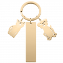 Personalised Engraved Rectangle Keyring with Dog and Cat Charms