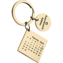 Personalised Square Calendar Engraved Keyring with Circle
