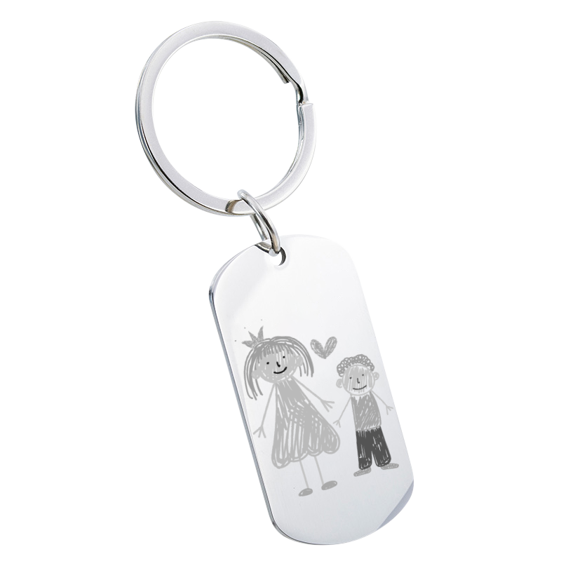 Personalised Drawing to Engraving Military Tag Keyring