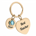 Personalised Engraved Heart with 1 Birthstone Keyring