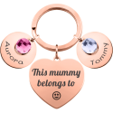 Personalised Engraved Heart with 2 Birthstones Keyring