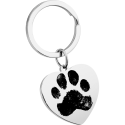 Personalised Heart and Text Engraved Keyring with Paw