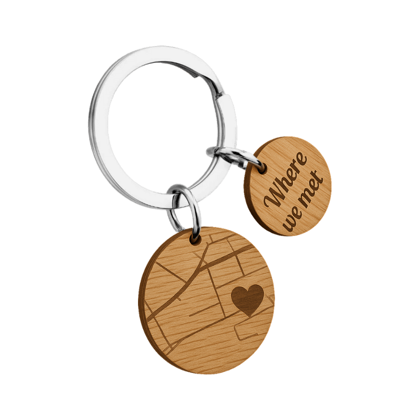 Personalised Geo-map Wooden Keyring