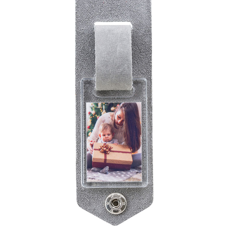 Engraved Leather Keyring for Dad with Personalised Daughter/Son Photo and Name