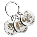 Triple Circle Pet Photo Keyring—Personalize with Three Dogs or Cats' Pictures and Names